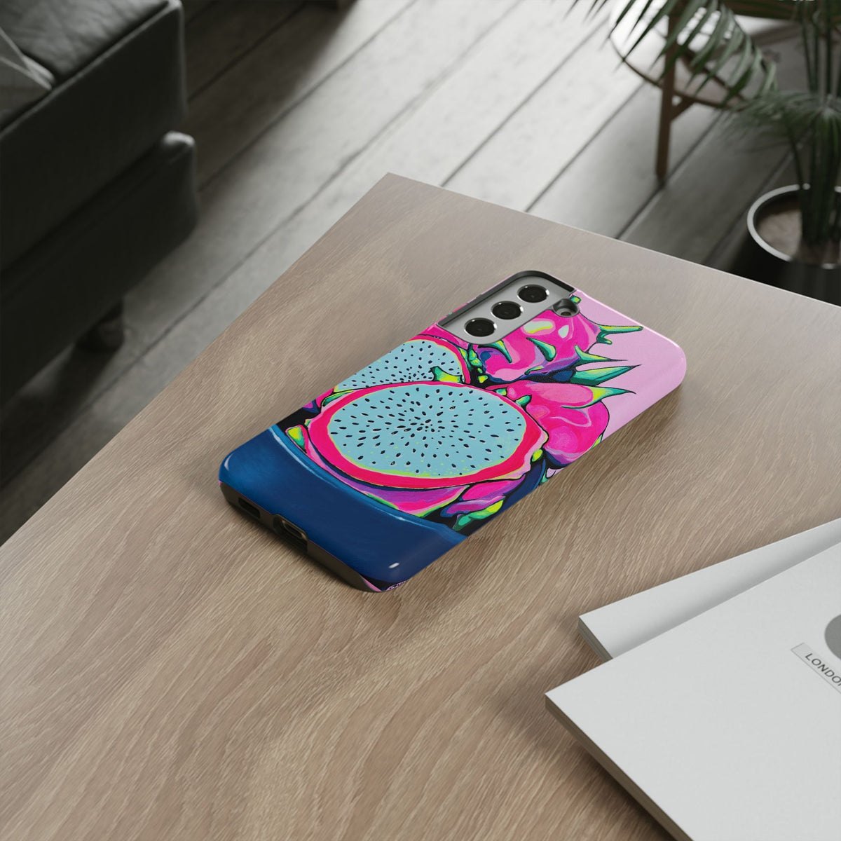 Coque de téléphone résistante Pitaya Rose Néon