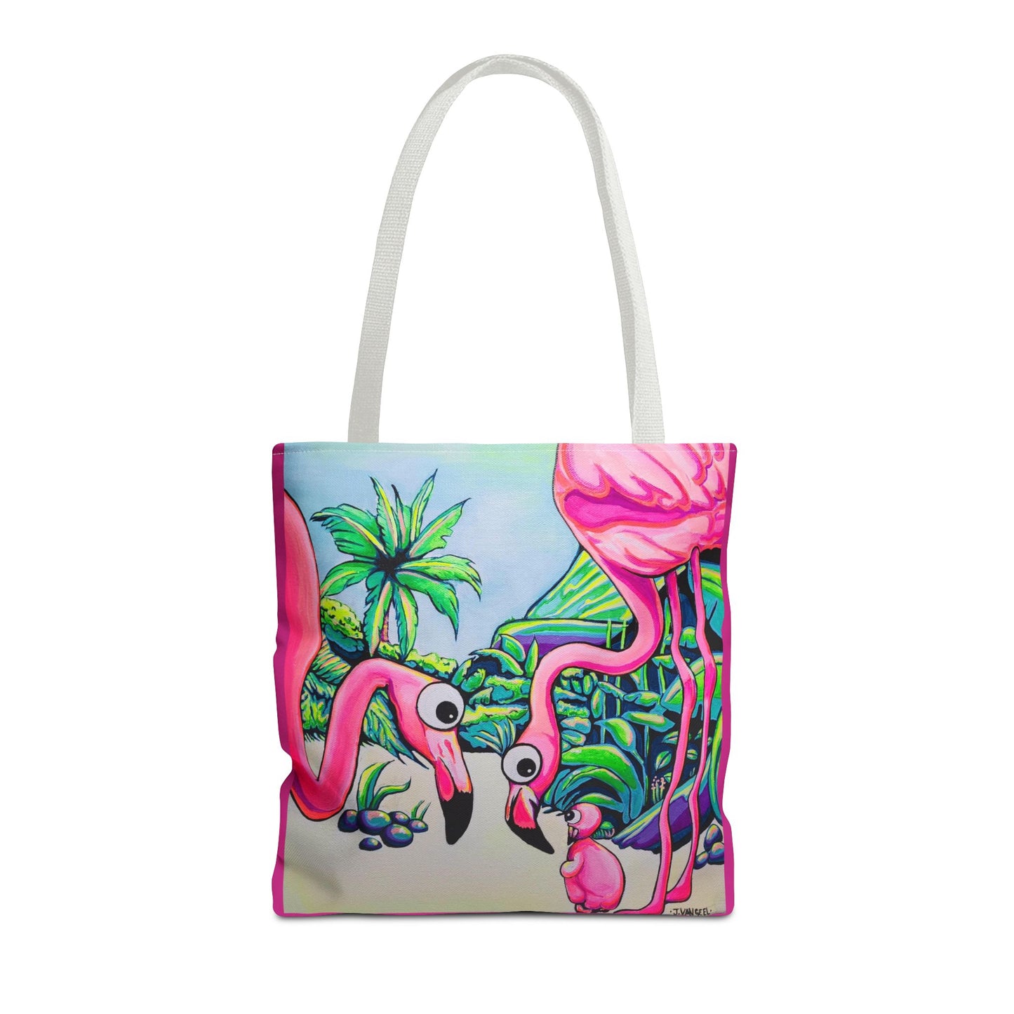 Premium Cyclops Flamingo Family Tote Bag, Original Artist Design, Reusable Shopping Tote,  Eco-Friendly