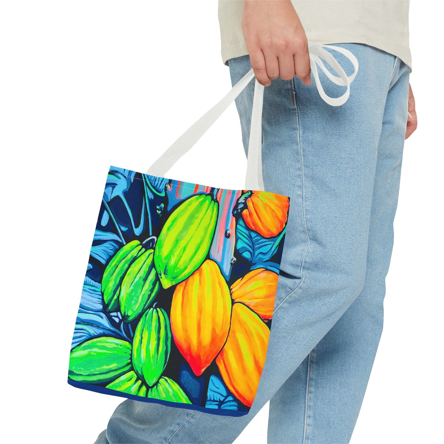 Premium Neon Cacao Tote Bag, Original Artist Design, Reusable Shopping Tote, Eco-Friendly