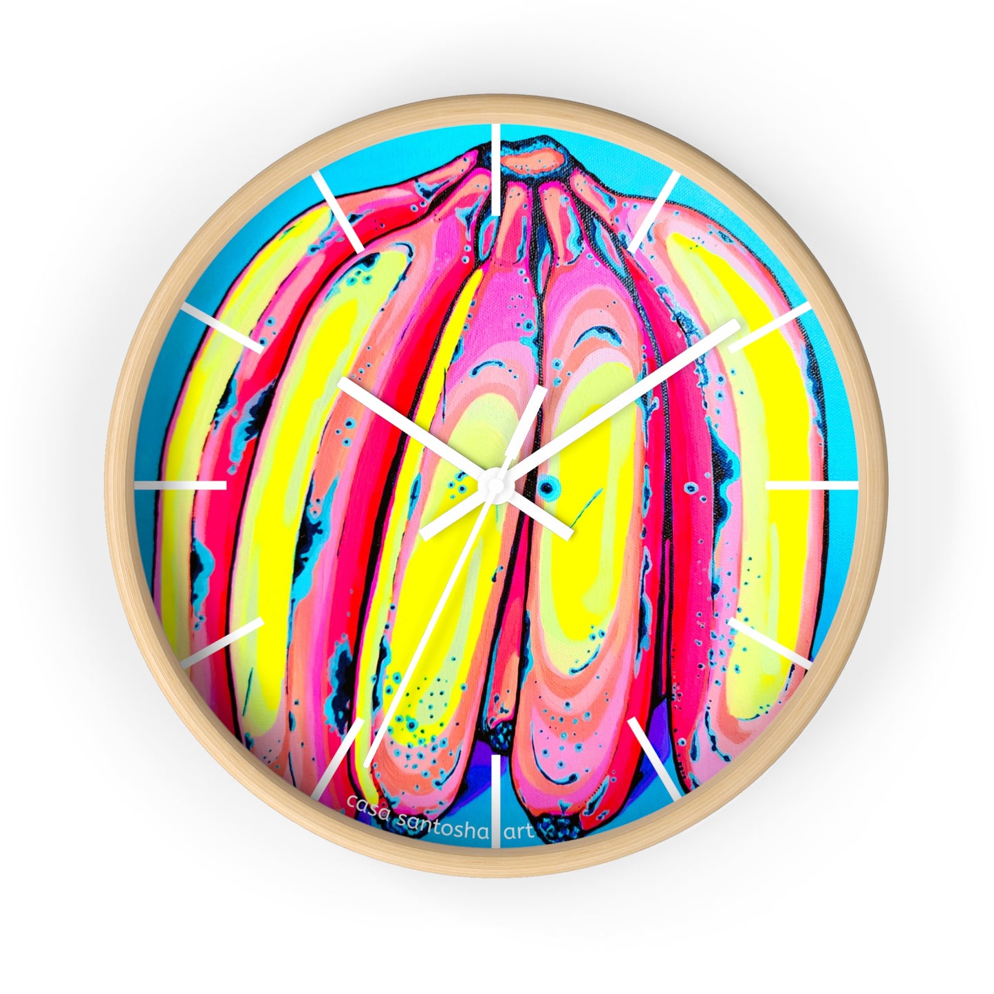 Neon Fat Bananas Pop Art Wall Clock