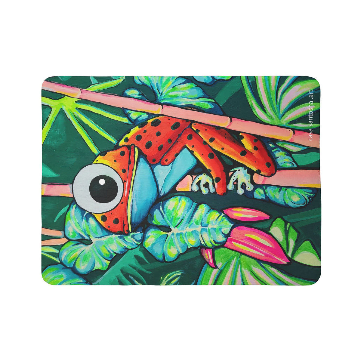 Cyclops Red Frog Fleece Sherpa Blanket