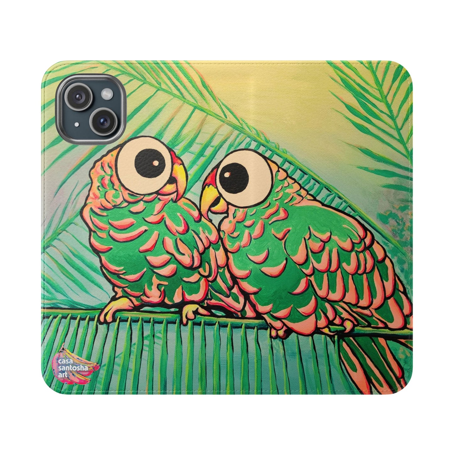 Chatty Cyclops Parrots Flip Phone Case – Wallet Cover with Card Slots