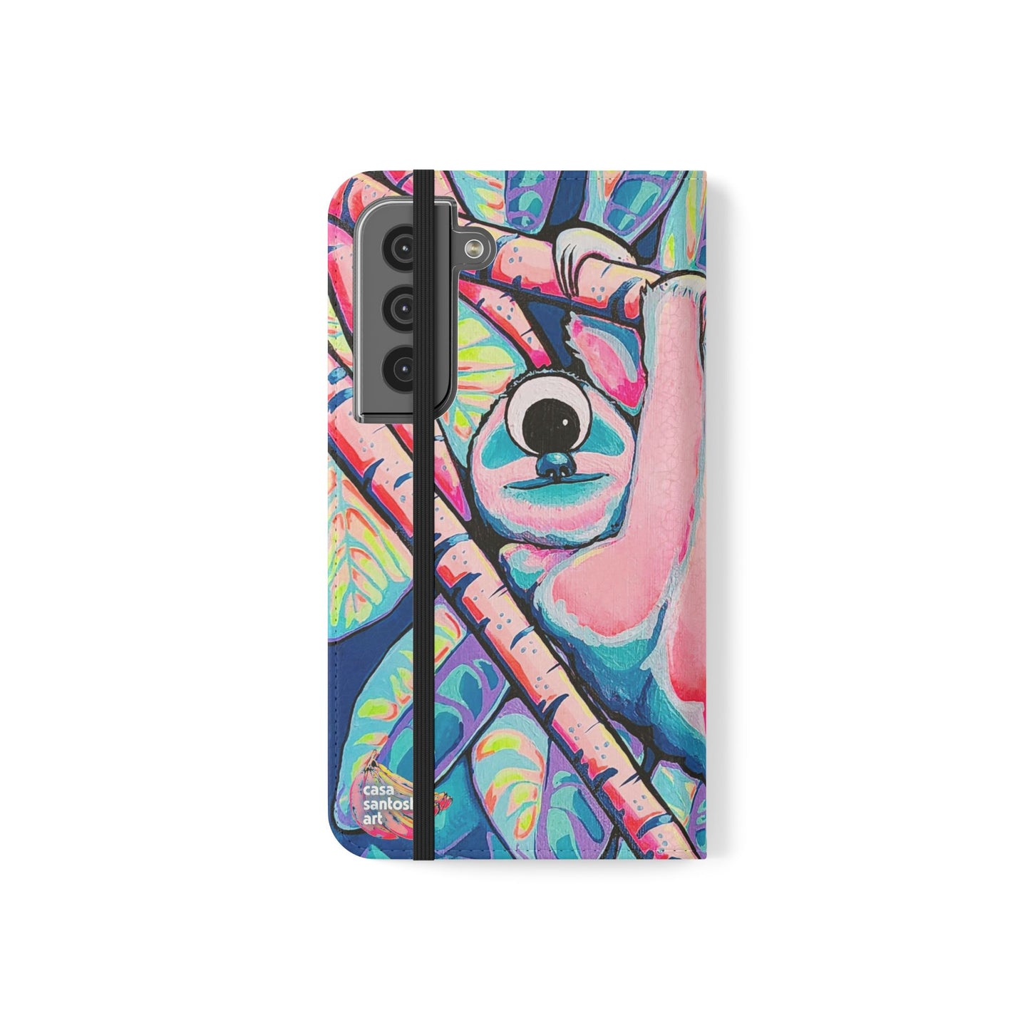 Cyclops Sloth Flip Phone Case – Wallet Cover with Card Slots
