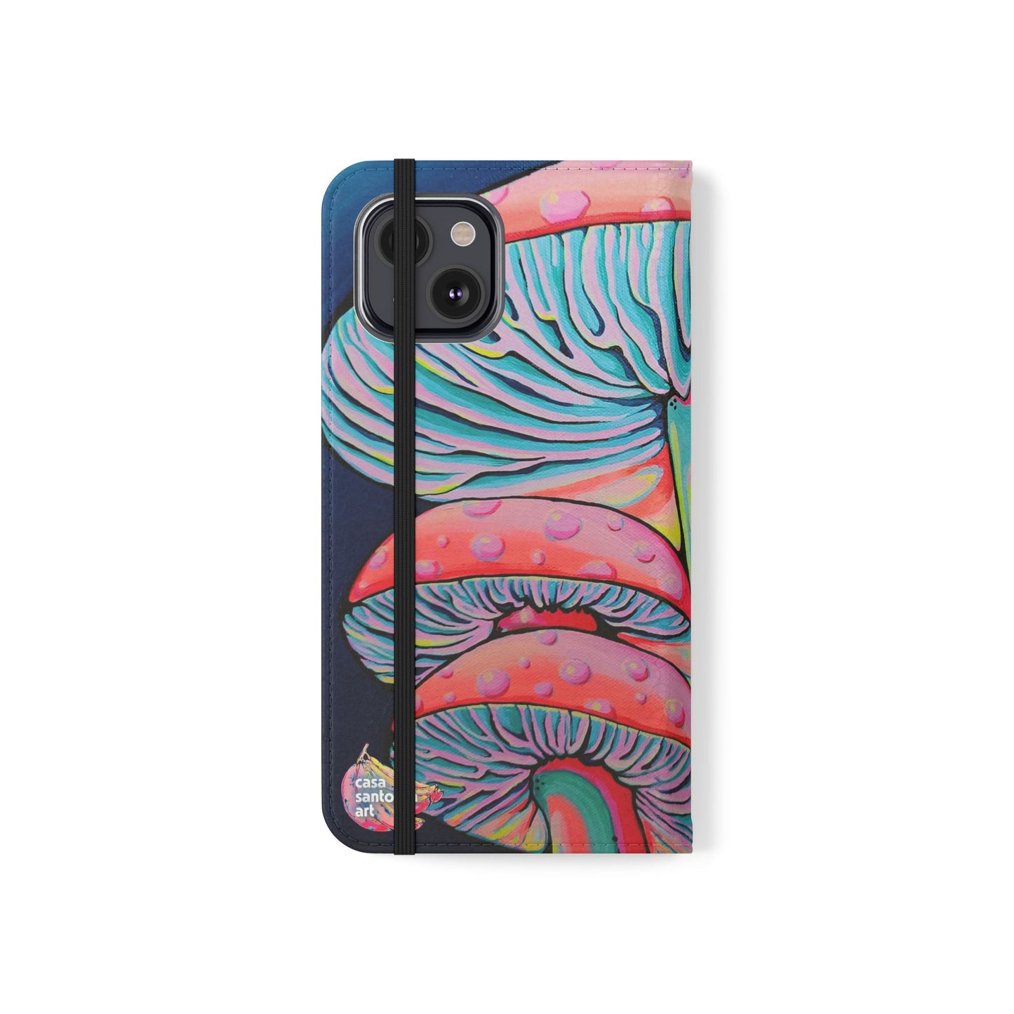 Trippy Mushrooms Flip Phone Case – Wallet Cover with Card Slots