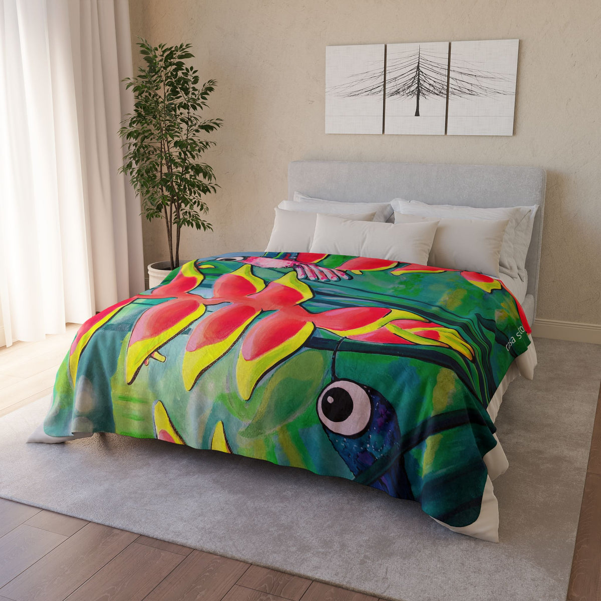 Cyclops Hummingbirds Fleece Sherpa Blanket