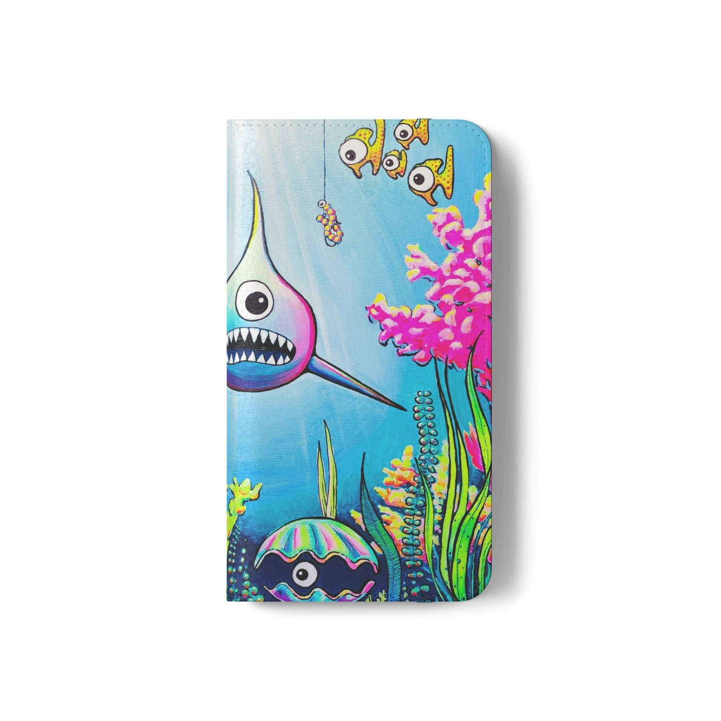 Cyclops Shark Flip Phone Case – Wallet Cover with Card Slots