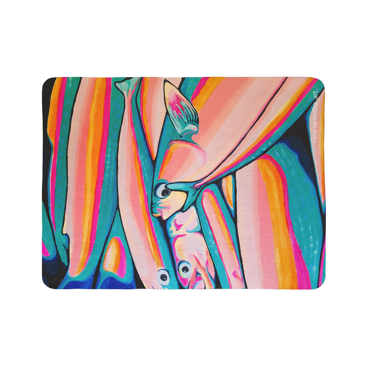 Neon Fish Fleece Sherpa Blanket