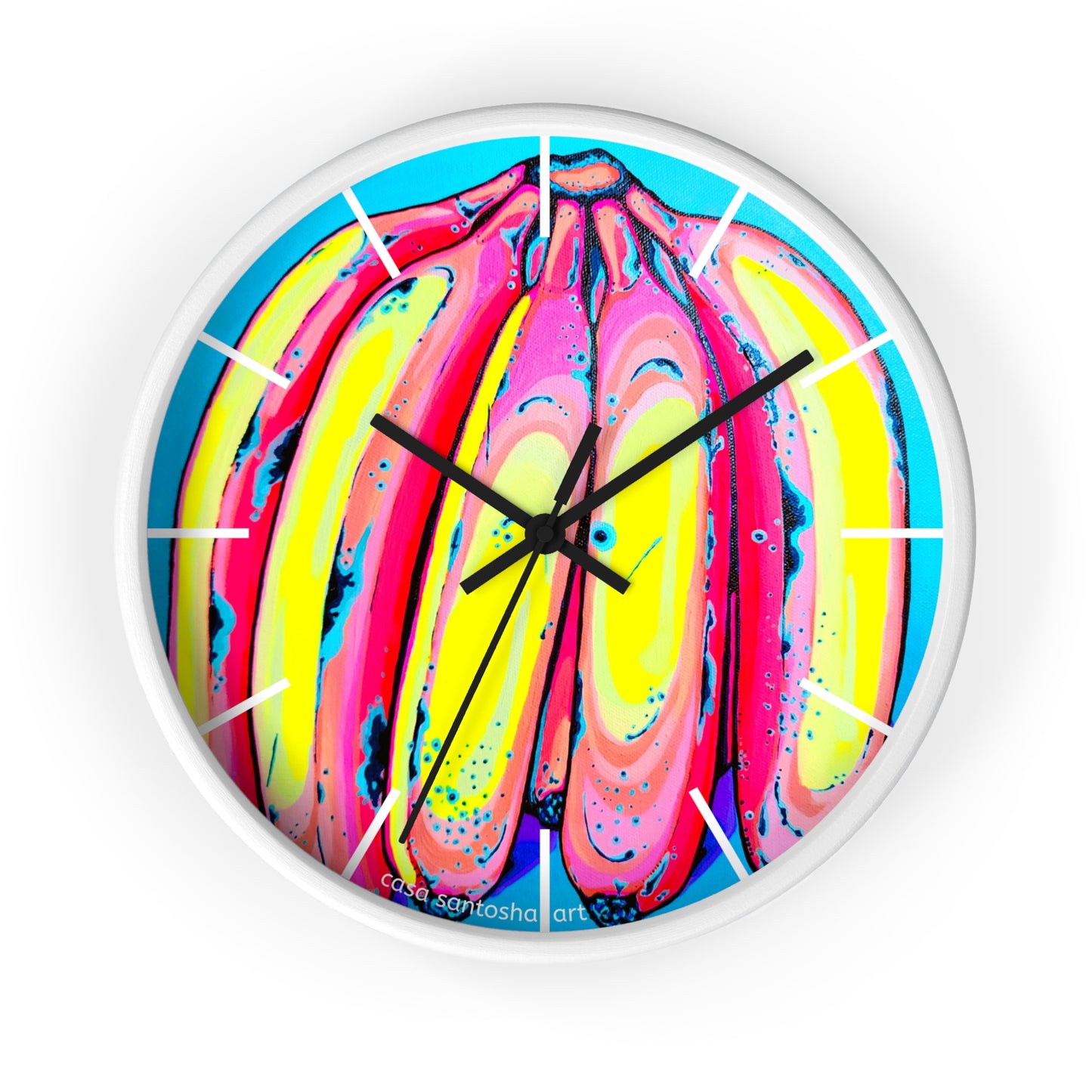 Neon Fat Bananas Pop Art Wall Clock