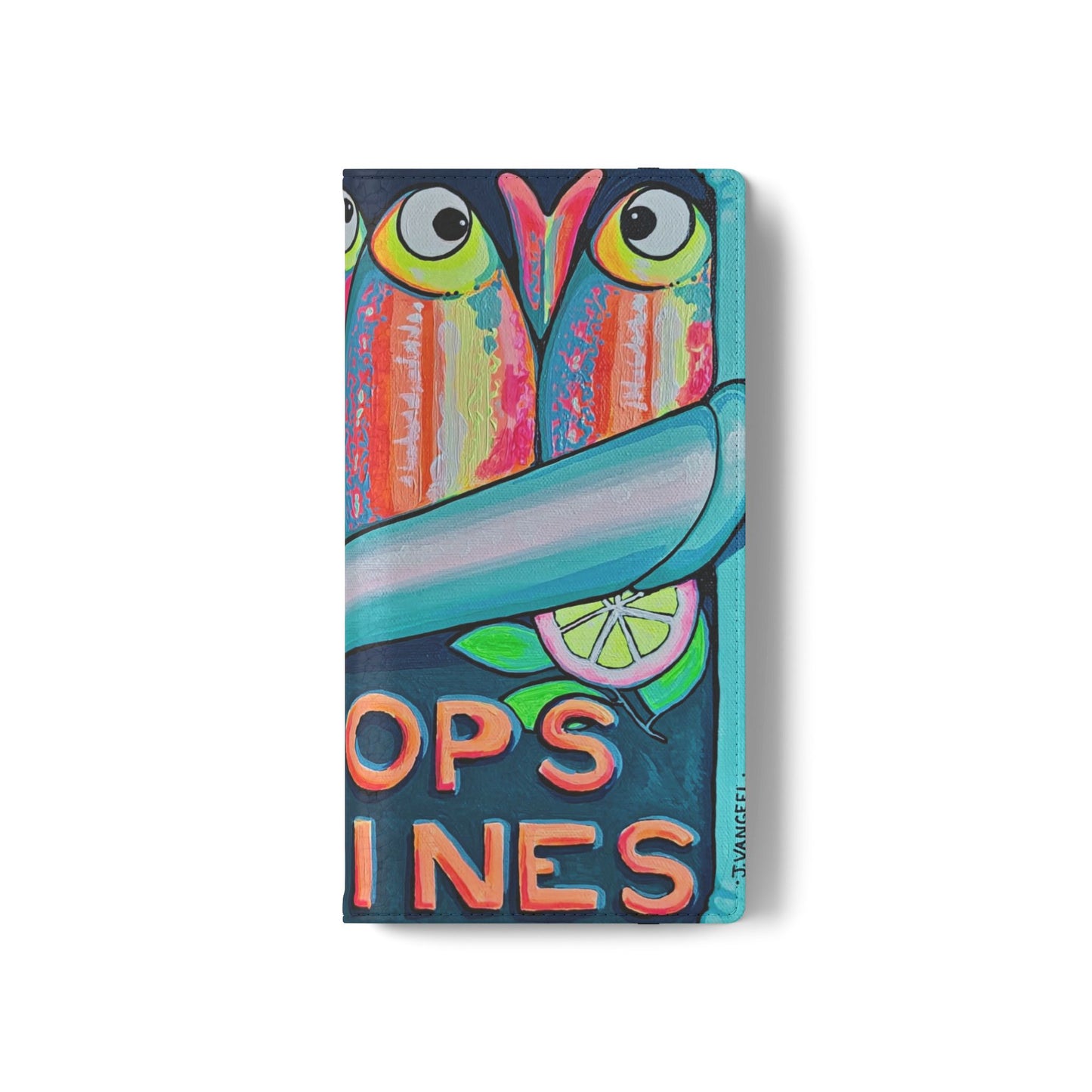 Neon Sardines Flip Phone Case – Wallet Cover with Card Slots