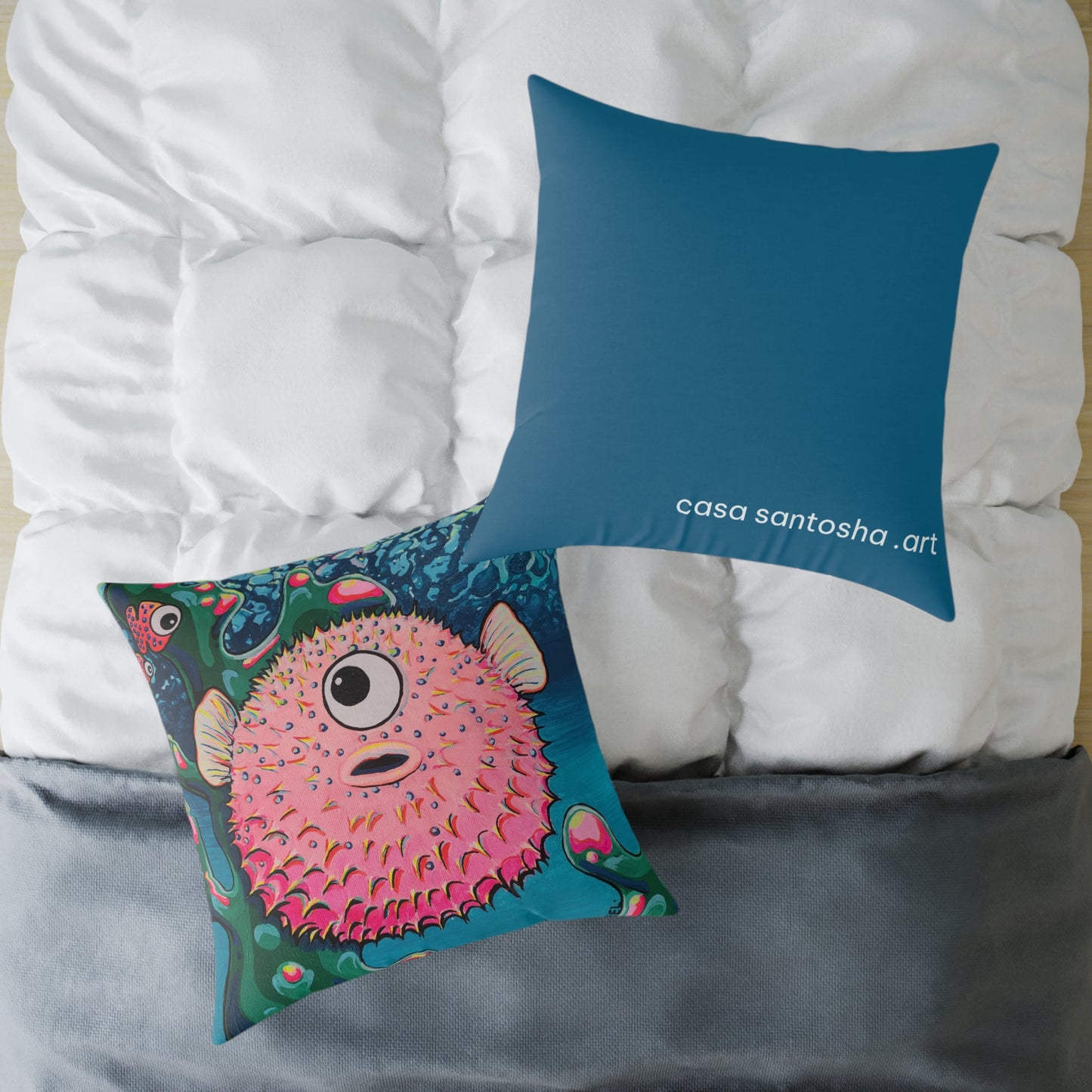 Cyclops Pufferfish Art Canvas Decorative Pillow