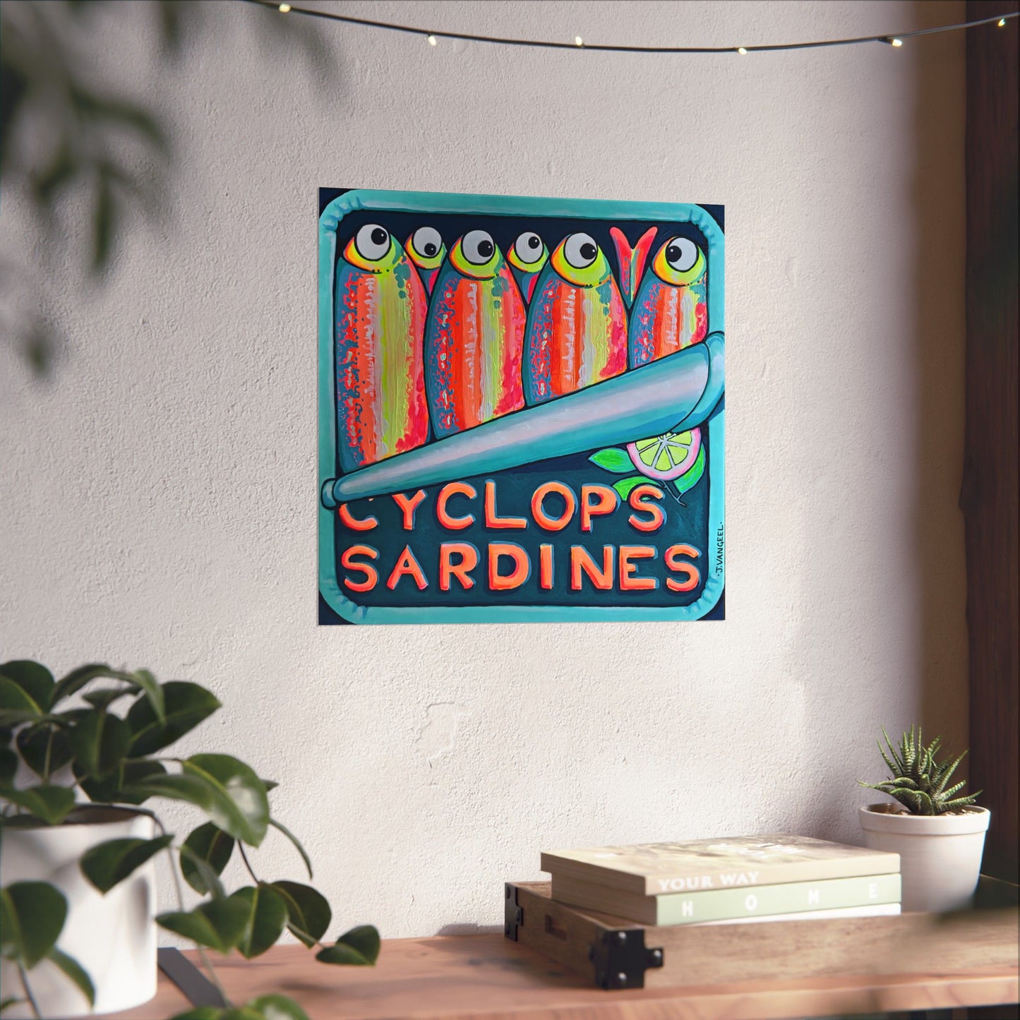 Neon Sardines Giclée Art Poster