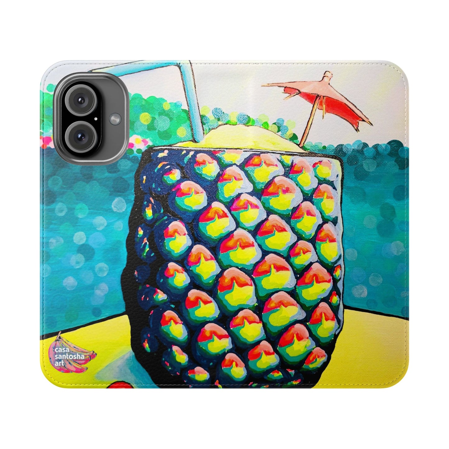 Neon Piña Colada Flip Phone Case – Wallet Cover with Card Slots