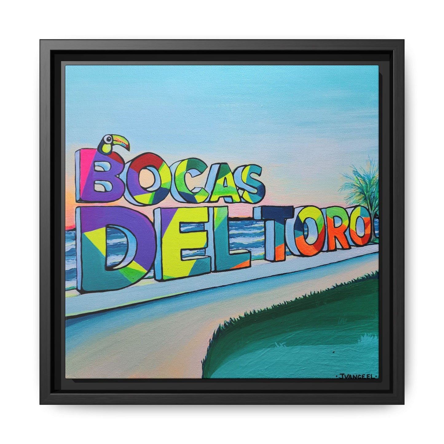 Framed Bocas Del Toro Sign Canvas Print