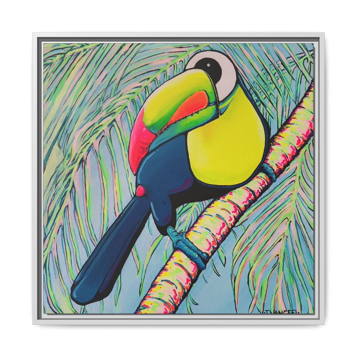Framed Cyclops Toucan Canvas Print