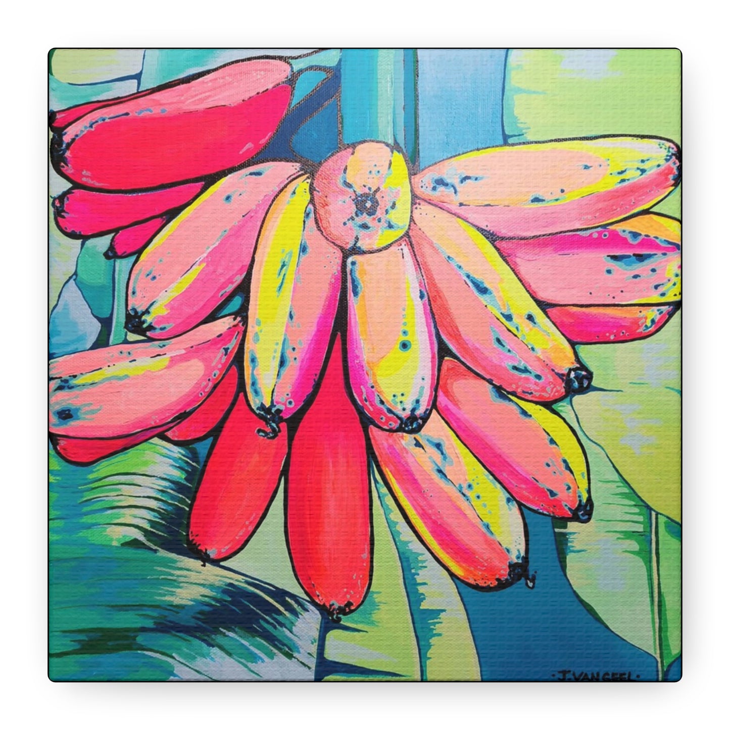 Neon Primitivo Bananas Canvas Wall Art