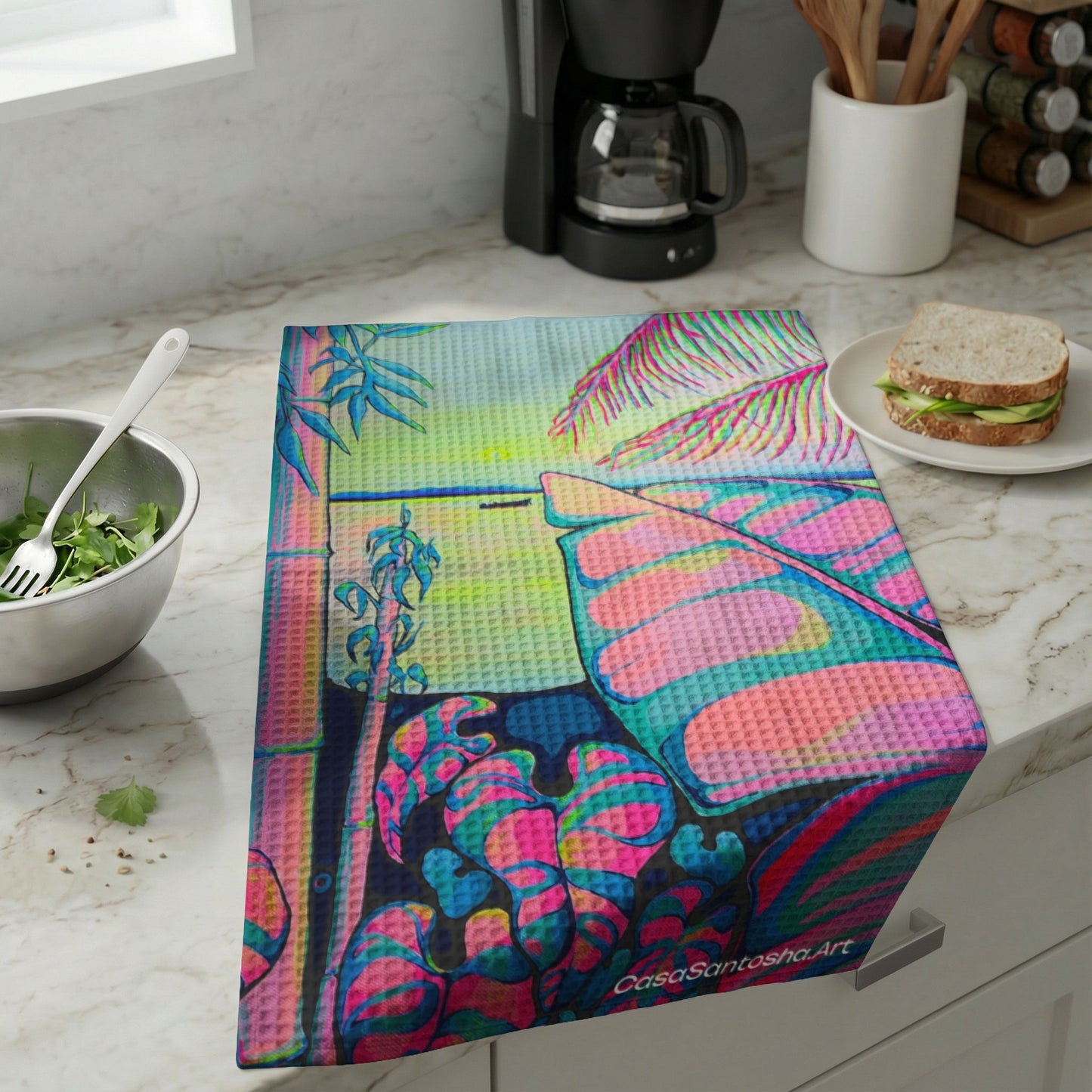 Serenity Bocas Waffle Weave Kitchen Hand Towel