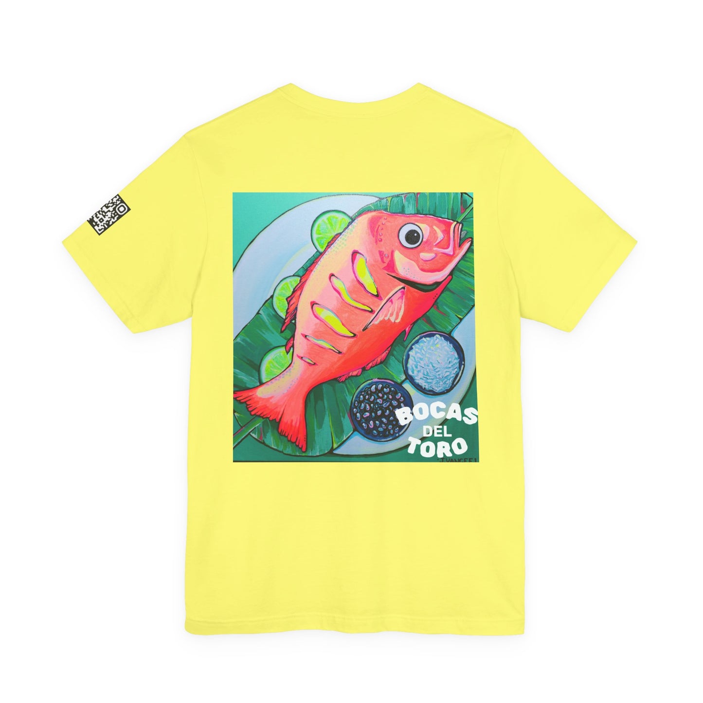 T-shirt unisexe néon à motif poisson frit