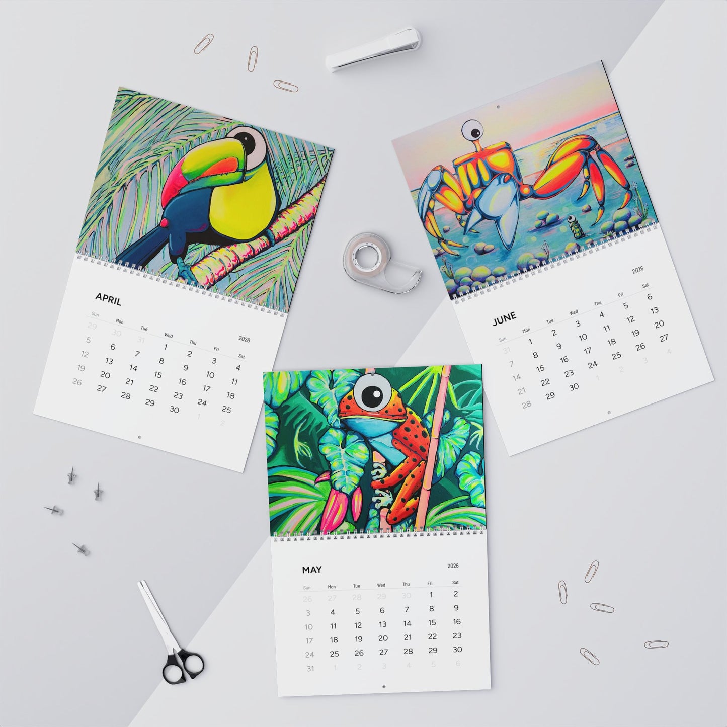 100% Cyclops Vibrant Art Wall Calendar 2026