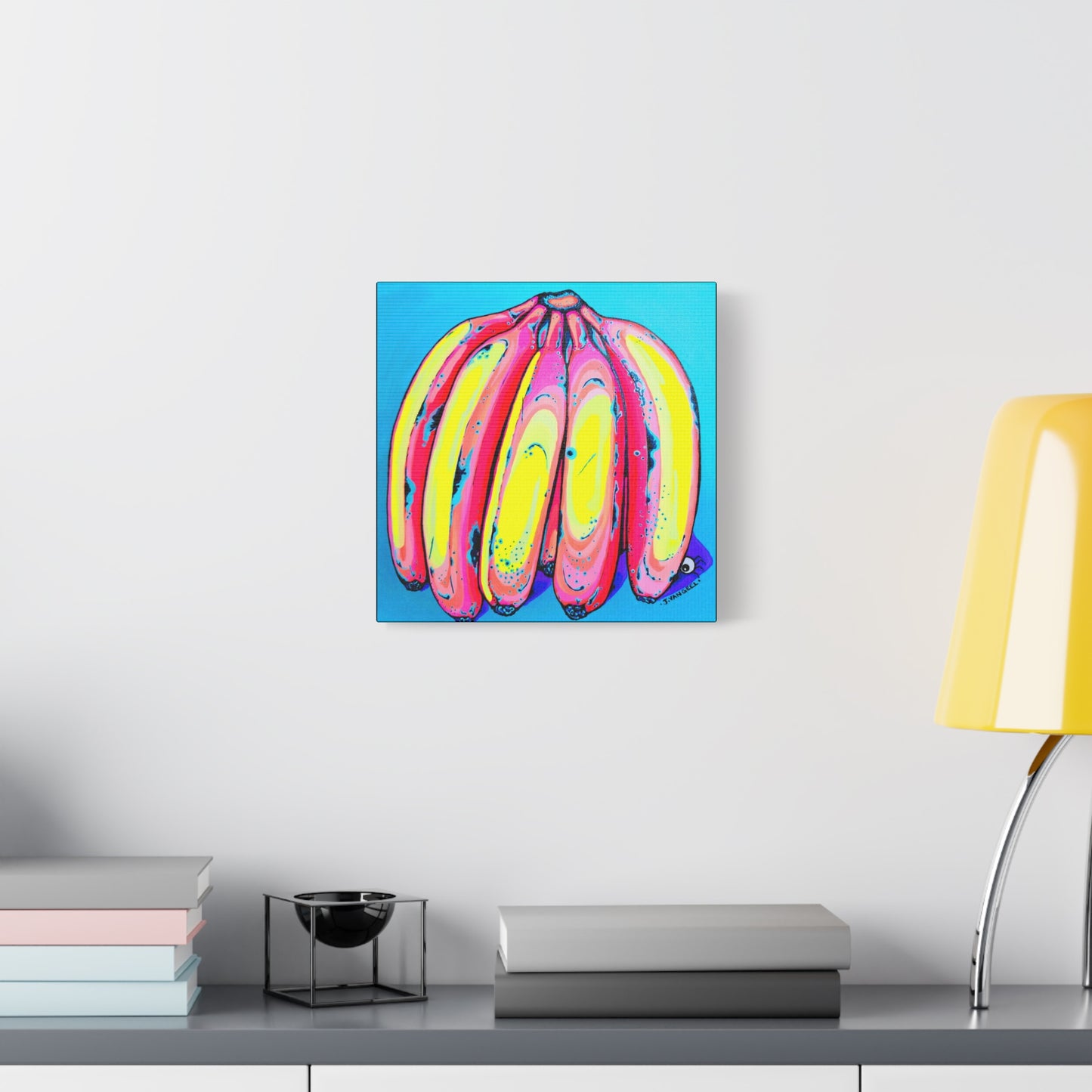 Neon Fat Bananas Canvas Wall Art
