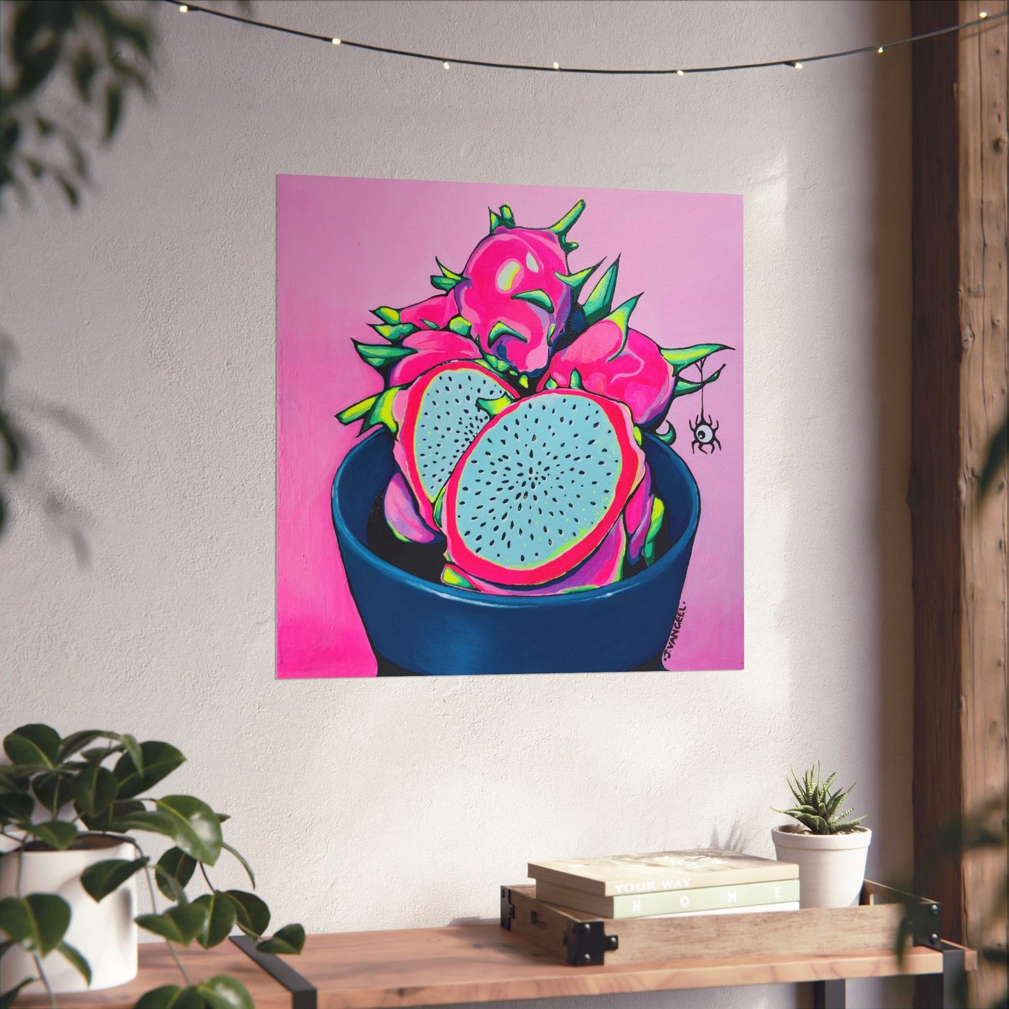 Neon Pink Dragon Fruit Giclée Art Poster