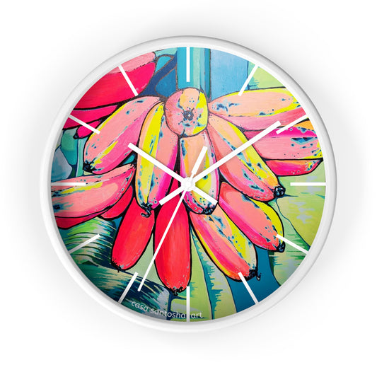 Neon Primitivo Bananas Pop Art Wall Clock