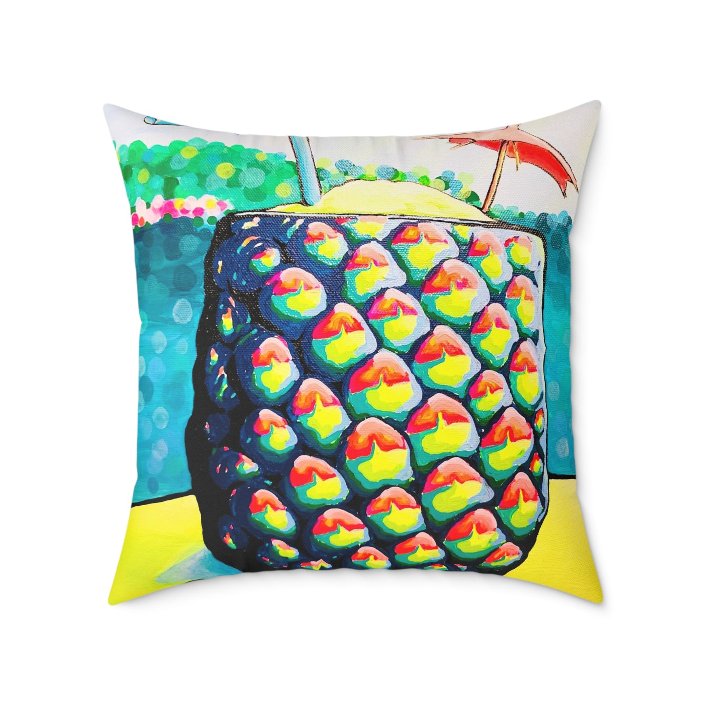 Neon Piña Colada Art Canvas Decorative Pillow