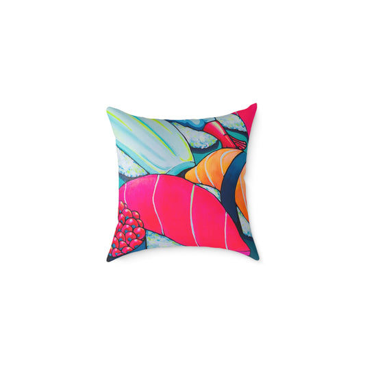 Neon Sushi Art Canvas Decorative Pillow