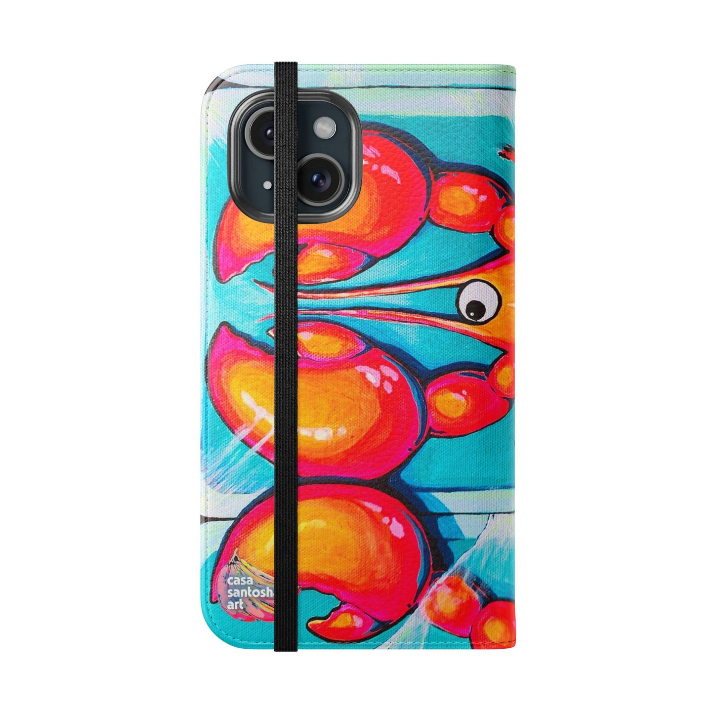 Neon Lobster Flip Phone Case – Wallet Cover with Card Slots