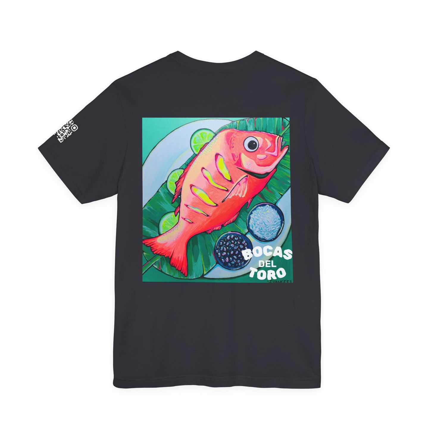 T-shirt unisexe néon à motif poisson frit