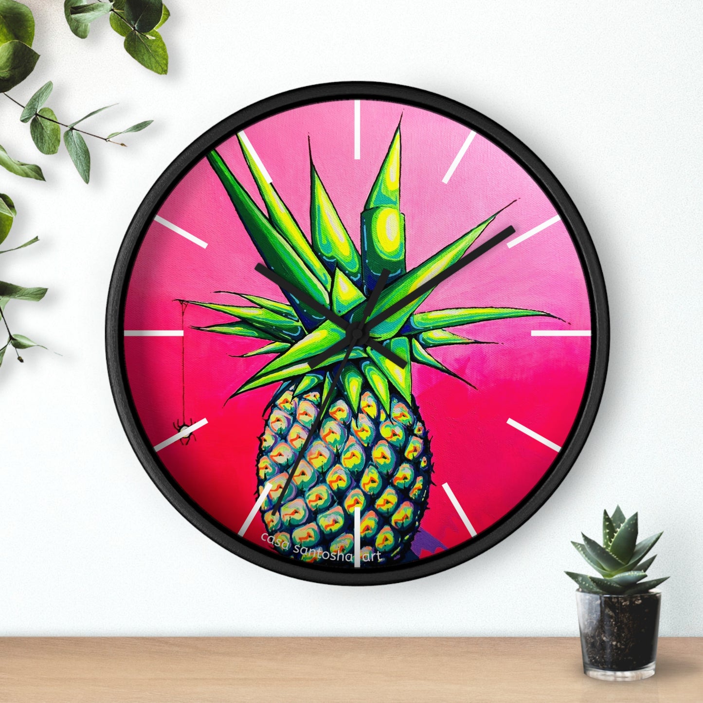 Neon Pineapple Pop Art Wall Clock