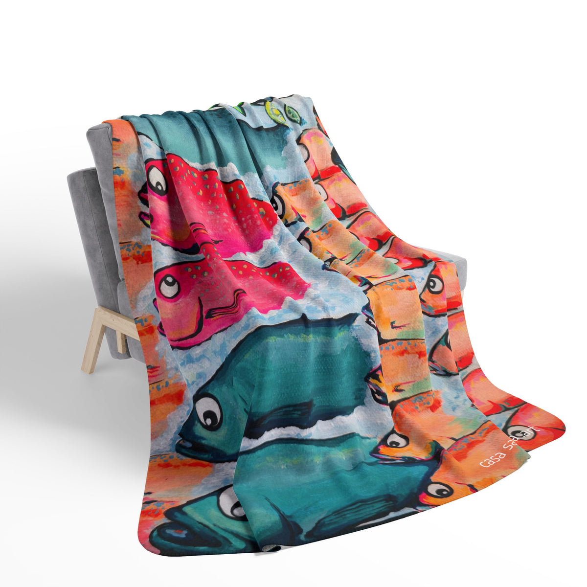 Neon Cabo Fish Market Fleece Sherpa Blanket