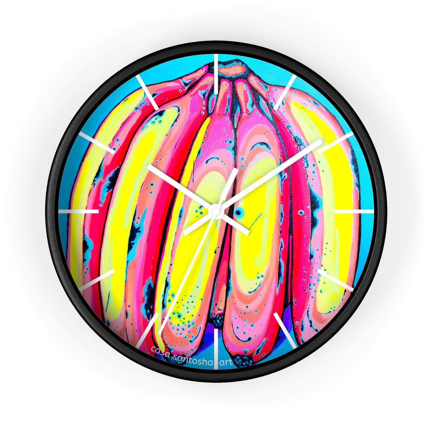 Neon Fat Bananas Pop Art Wall Clock