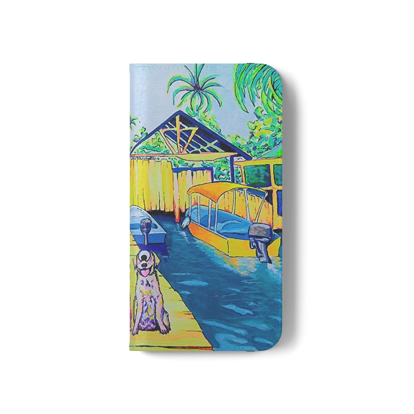 Cyclops Cat and Dog in Bocas Flip Phone Case – Wallet Cover with Card Slots