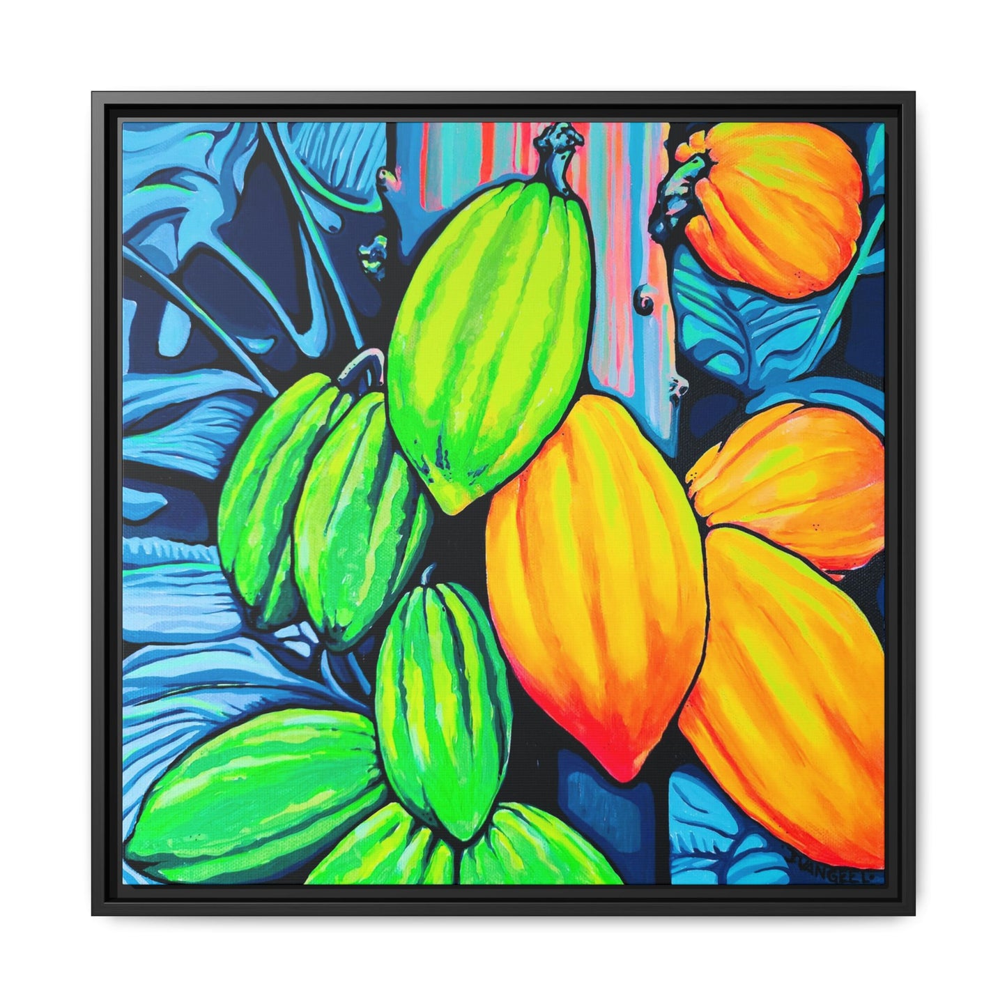 Framed Neon Cacao Canvas Print