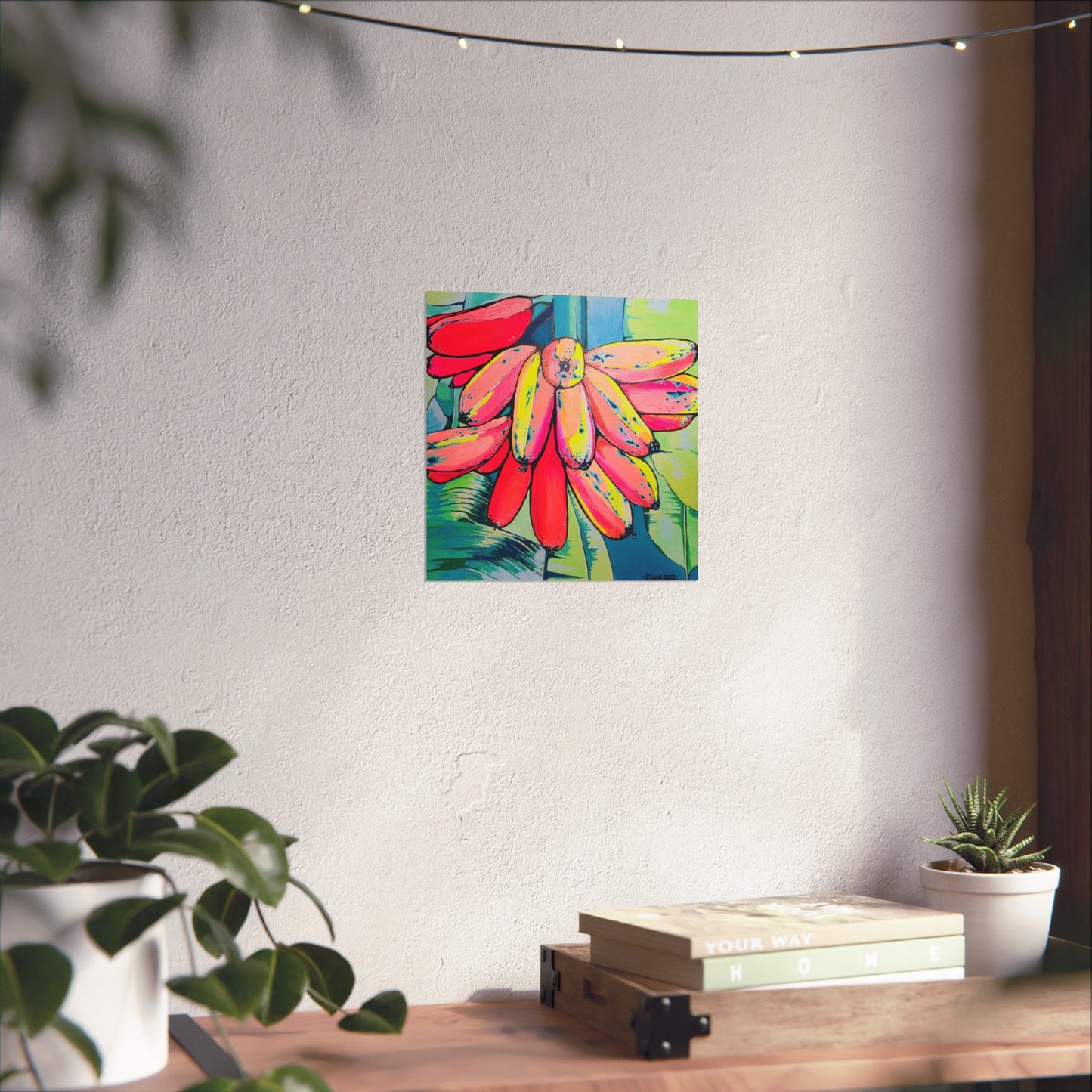 Neon Primitivo Bananas Giclée Art Poster