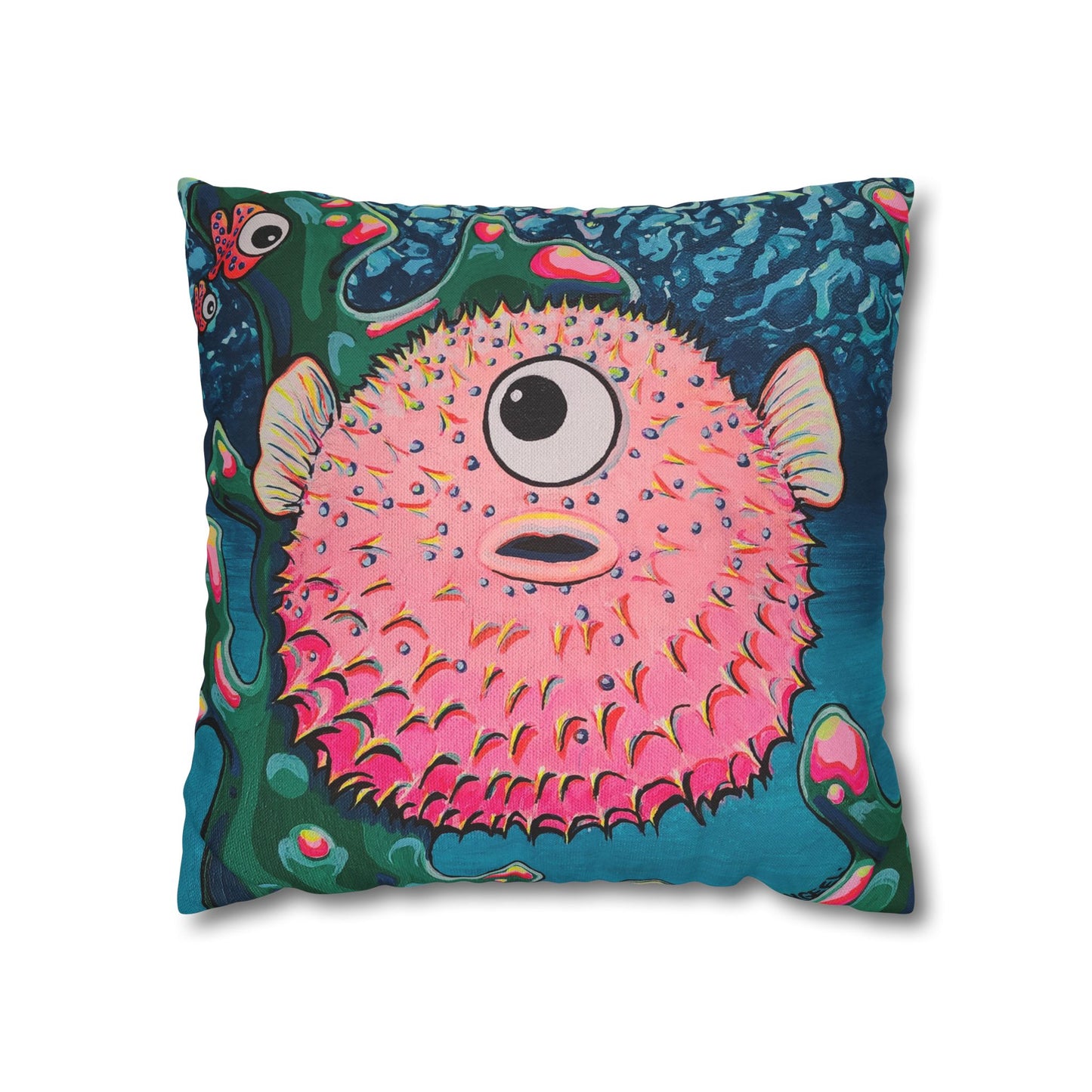 Cyclops Pufferfish Pillowcase for Throw Pillow, Cover Only