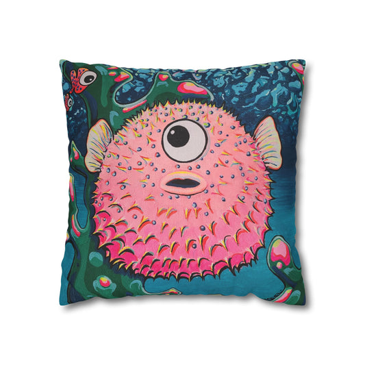Cyclops Pufferfish Pillowcase for Throw Pillow, Cover Only