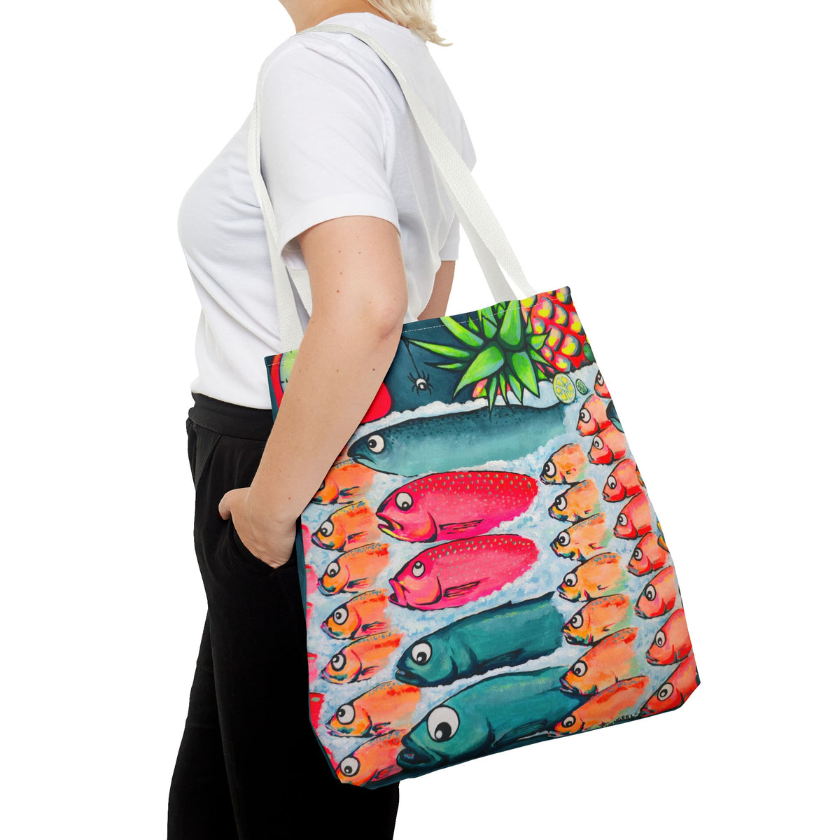 Neon Cabo Fish Market Day Tote
