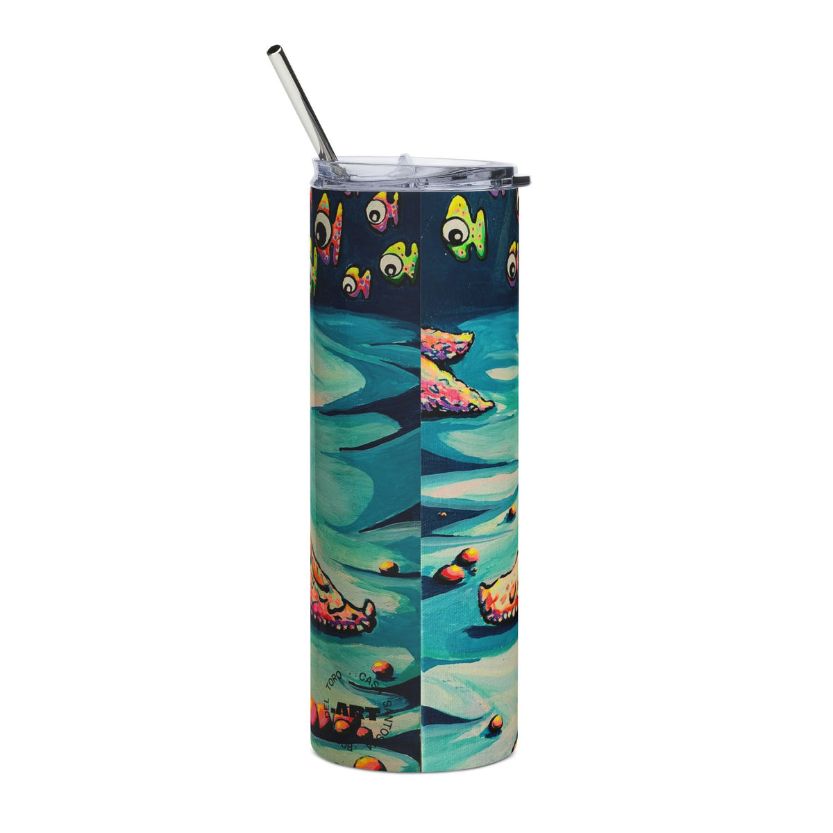 Cyclops Starfish Stainless Steel Tumbler - neon pop art by Casa Santosha Art