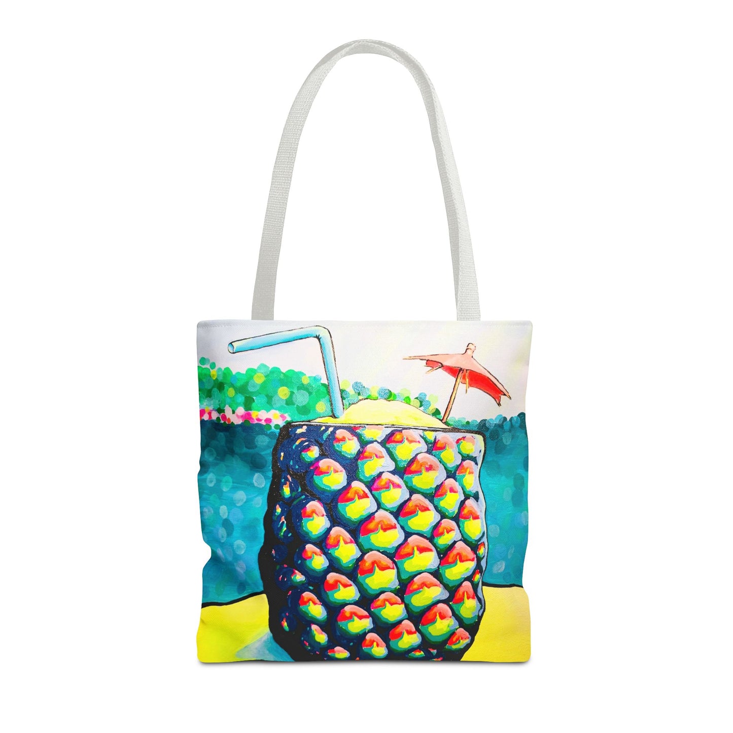 Premium Neon Piña Colada Tote Bag, Original Artist Design, Reusable Shopping Tote,  Eco-Friendly