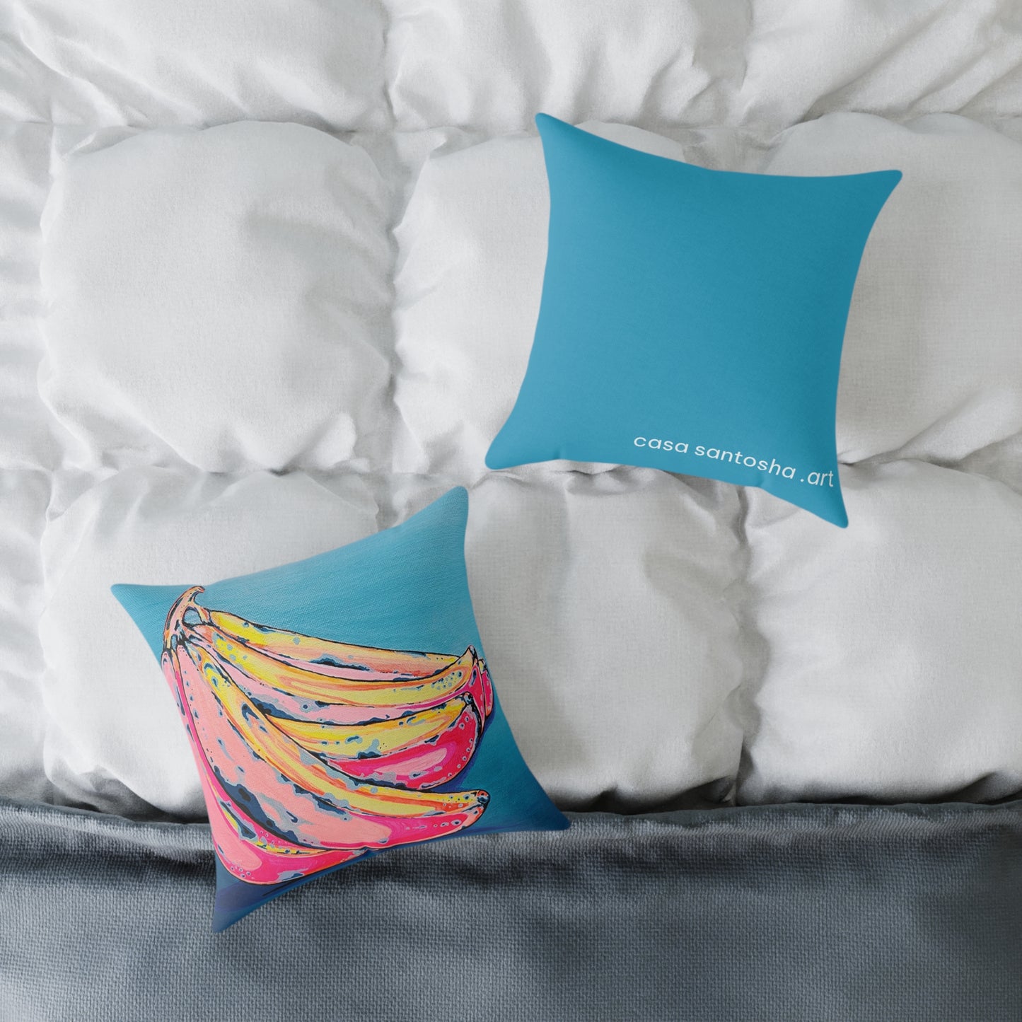 Neon Banana Art Canvas Decorative Pillow