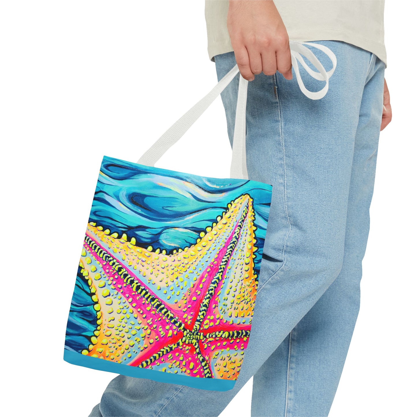 Premium Starfish Beach Bocas Tote Bag, Original Artist Design, Reusable Shopping Tote, Eco-Friendly