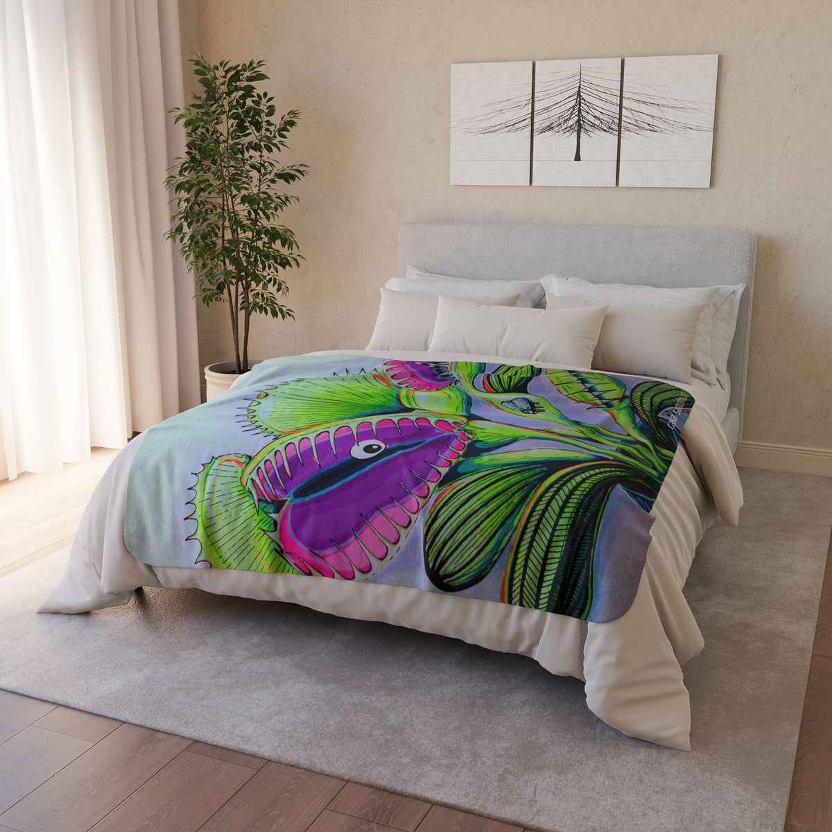 Cyclops Venus Fly Trap Fleece Sherpa Blanket