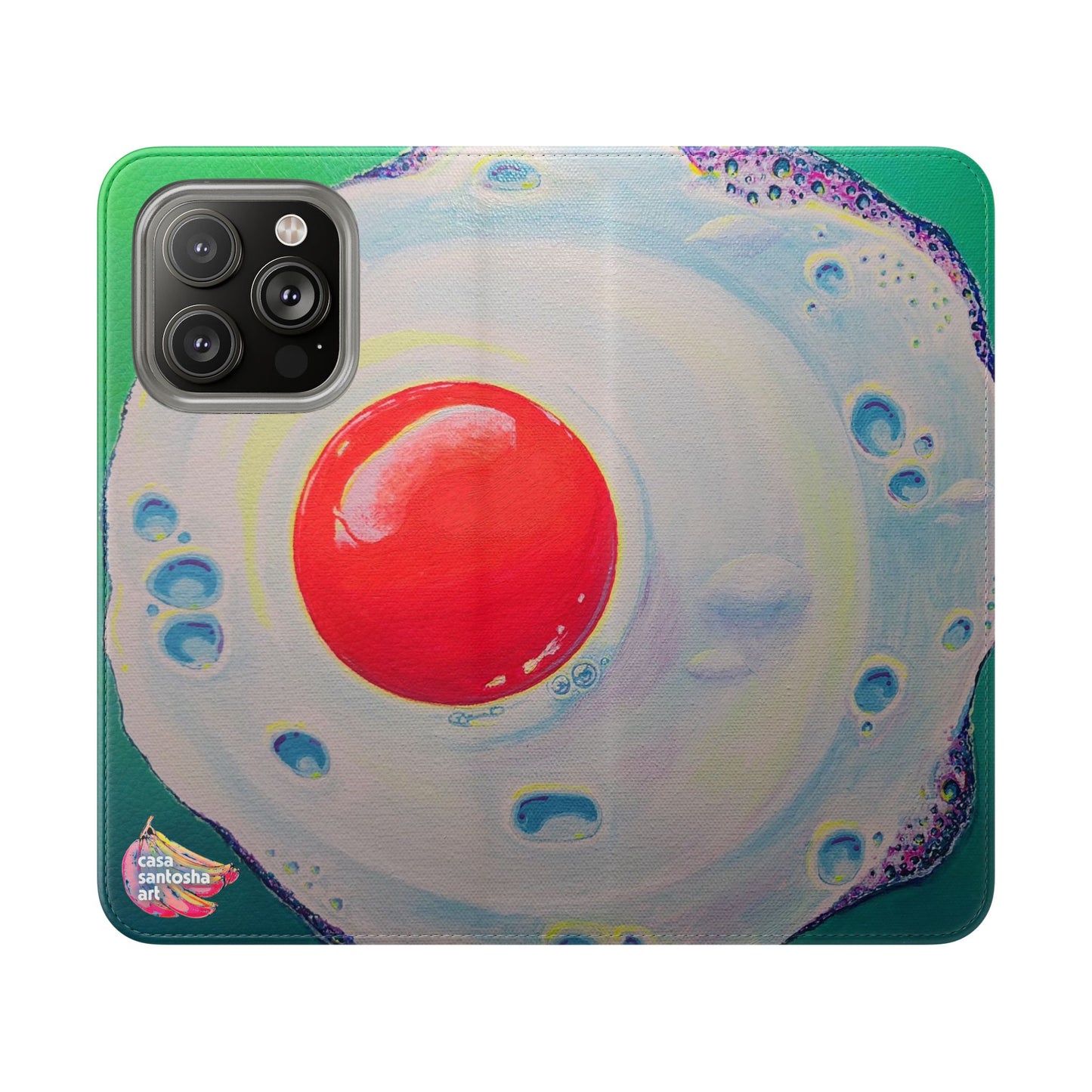 Neon Fried Egg Flip Phone Case – Wallet Cover with Card Slots