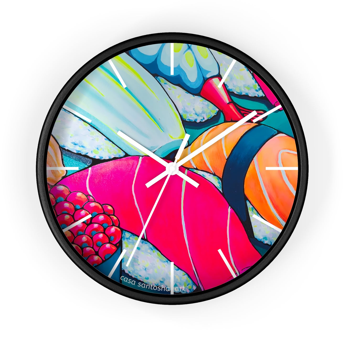 Horloge murale néon Sushi Pop Art