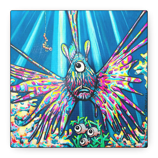 Cyclops Lionfish Original Canvas Art Print, Unique Home Decor, Wall Art