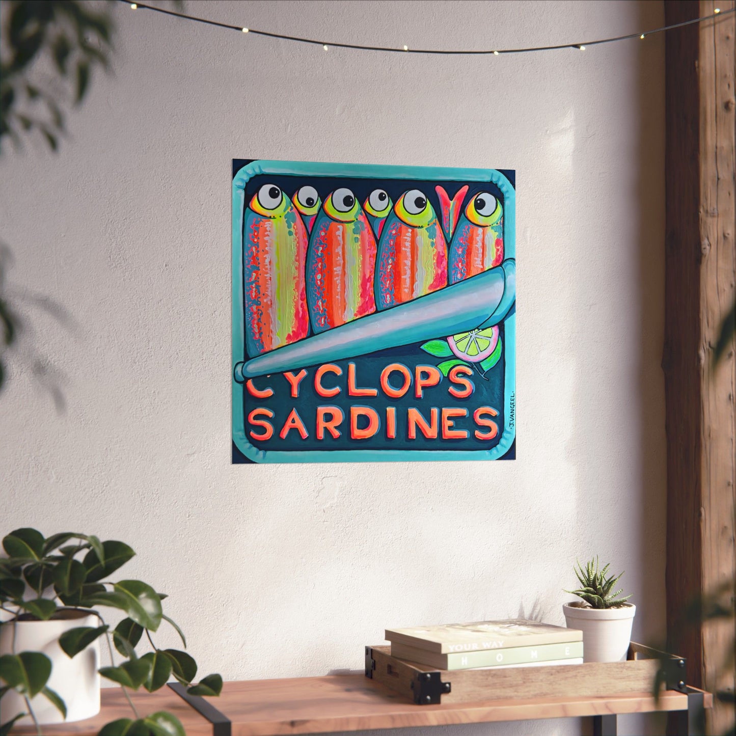 Neon Sardines Giclée Art Poster
