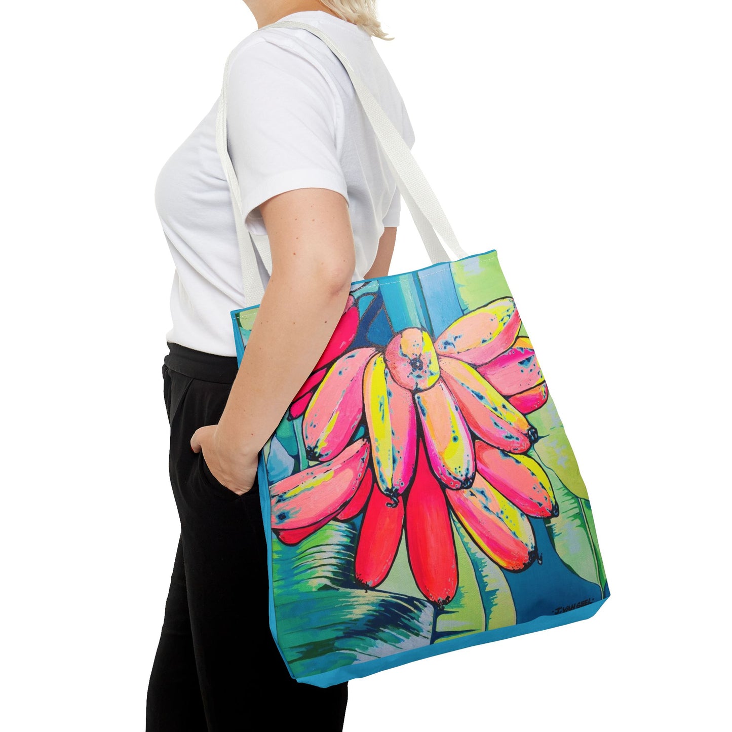 Premium Neon Primitivo Bananas Tote Bag, Original Artist Design, Reusable Shopping Tote, Eco-Friendly