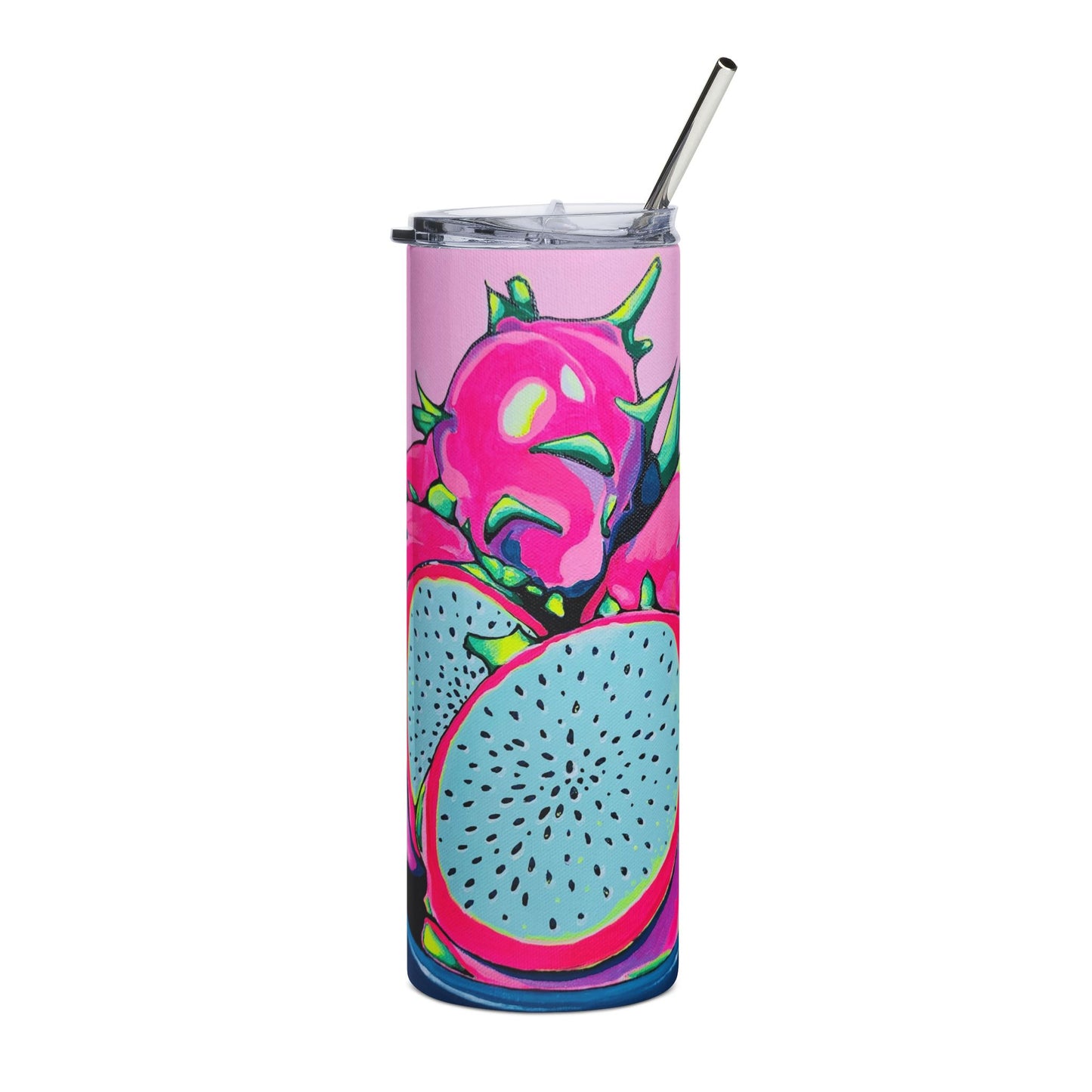 Neon Pink Dragon Fruit Stainless Steel Tumbler, 20oz | Fun Travel Mug, Eco-Friendly