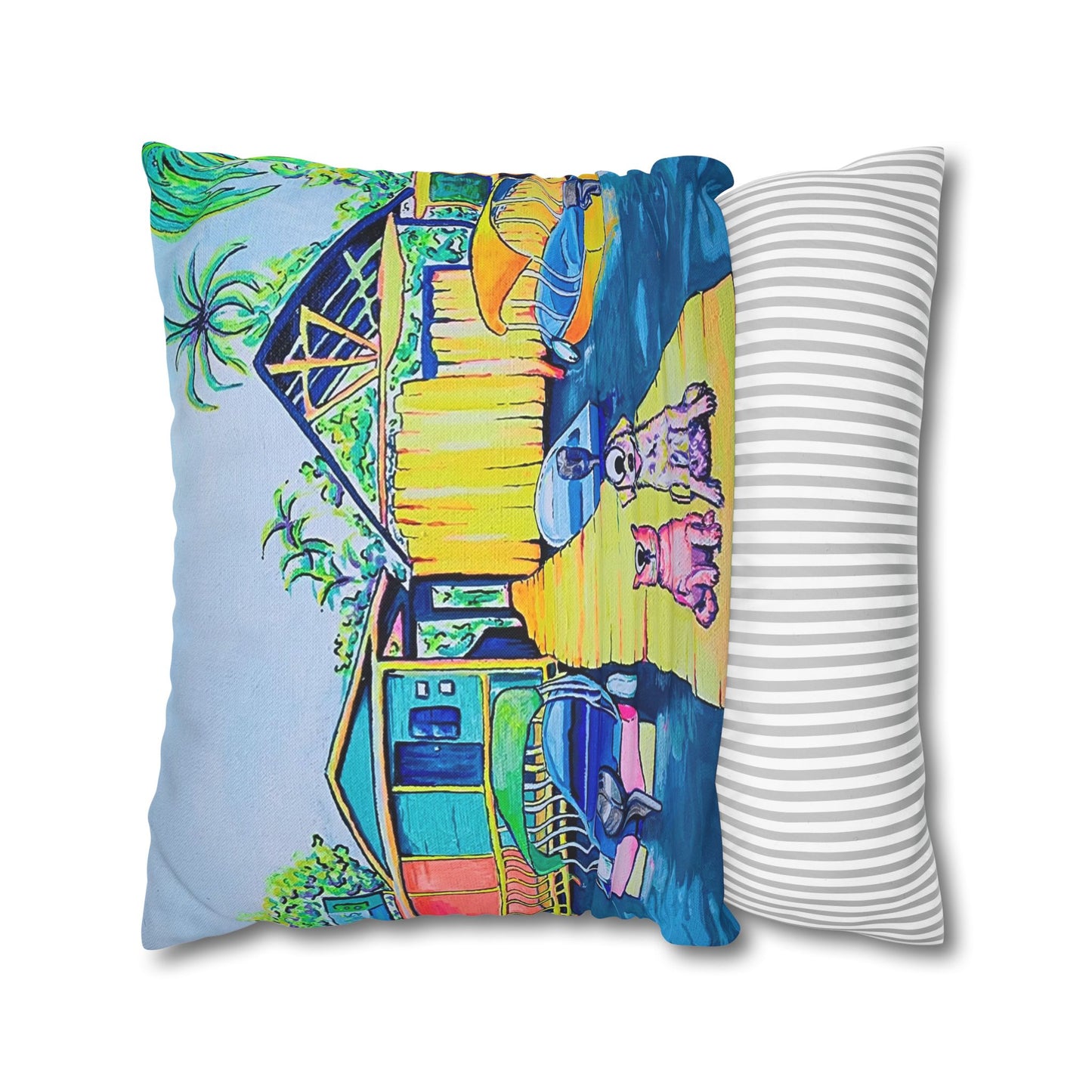 Cyclops Cat and Dog in Bocas Pillowcase for Throw Pillow, Cover Only